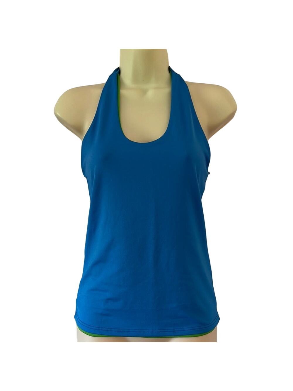 Body Wrappers Reversible Green/Blue Halter Dance Top Adult Size Medium Stretch